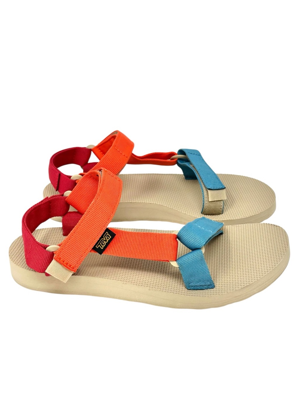 Teva Women's Original Universal Strappy Sandal Size 7 Colorblock Orange/Blue/Red